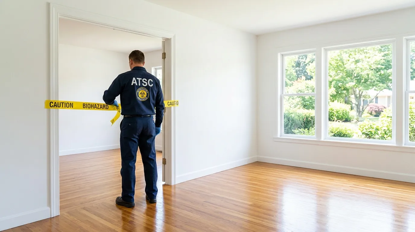 Certified biohazard cleanup crew performing Trauma Scene Cleanup in Connell